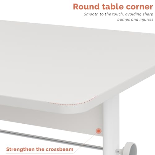 Makamsui Manual Height Adjustable Standing Desk, Heavy Duty Game Desk, Hand Crank Standing Desk, Hand Lifting Computer Desk, Manual Stand Up Desk, Home Office Computer Workstation White 120 cm Makamsui