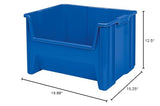 Akro-Mils 13017 Stak-N-Store Heavy Duty Stackable Open Front Plastic Storage Container Bin, (15-Inch x 20-Inch x 12-1/2-Inch), Blue, (3-Pack) Akro-Mils