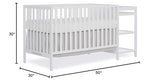 Dream On Me Synergy 3-in-1 Convertible Full-Size Baby Crib & Changer, White, Open Storage, GreenGuard Gold & JPMA, Pinewood, Converts to Day & Toddler Bed, 4 Mattress Heights, 1″ Changing Pad,
