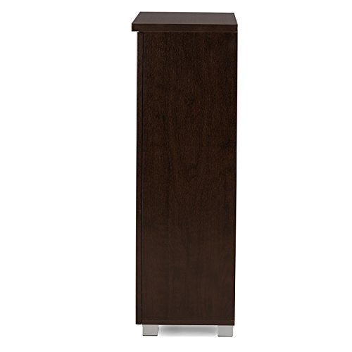 Wholesale Interiors Baxton Studio Adalwin Modern and Contemporary 2-Door Dark Brown Wooden Entryway Shoes Storage Cabinet, SC863522-Wenge