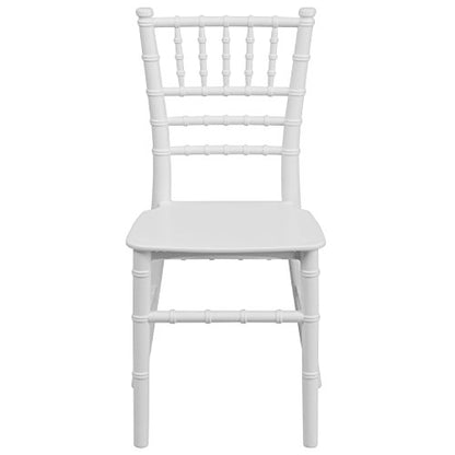 EMMA + OLIVER Child’s All Occasion White Resin Chiavari Chair for Home or Home Based Rental Business