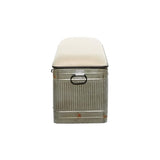 Deco 79 Metal Room Storage Bench Galvanized Entryway Bench with Cream Burlap Top, Bench 50" x 16" x 18", Gray Deco 79