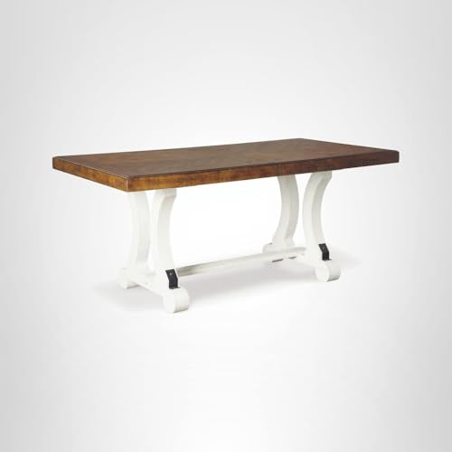 Signature Design by Ashley Valebeck Farmhouse Rectangular Extension Dining Table, Fits up to 8, White & Brown Signature Design by Ashley