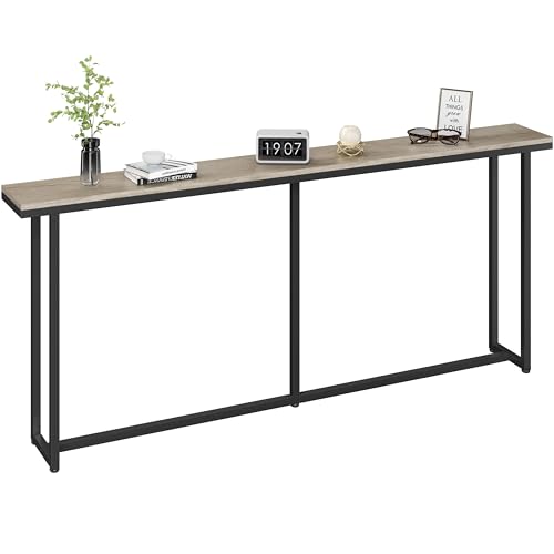 Yaheetech Narrow Console Table with Sturdy Metal Frame, 71 Inch Extra Long Entryway Sofa Table for Behind Couch, Hallway, Living Room, Gray Yaheetech