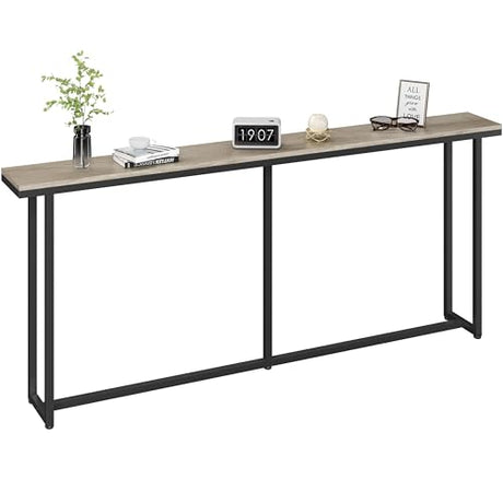 Yaheetech Narrow Console Table with Sturdy Metal Frame, 71 Inch Extra Long Entryway Sofa Table for Behind Couch, Hallway, Living Room, Gray Yaheetech