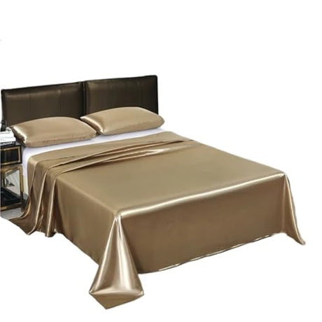 SOFXnng Flat Satin Bedding Sheet Solid Color Bedsheet Soft Comfortable Single Double Twin King Size for The Bedroom(Color 7,230x250cm 1pc) SOFXnng