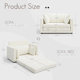 TROMIRY Convertible Loveseat Sofa Bed | Pull Out 78.7” Floor Couch Bed | Folding Sleeper Sofa Bed for Living Room, Apartment & Guest Room | Ivory White TROMIRY
