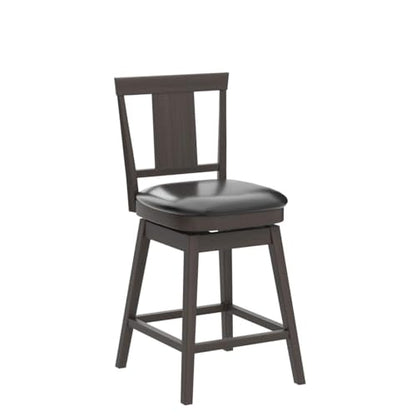 COSTWAY Bar Stools Set of 3, 360 Degree Swivel, Wooden Counter Height Bar Stool, Leather Padded Seat, Single Slat Back & Solid Rubber Wood Legs, - WoodArtSupply