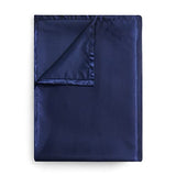 Navy Blue Flat Sheet 1 Single Piece Satin Alaskan King 132x120 Flat Sheets Only Hotel Quality Top Sheet for Bed WegaLinen