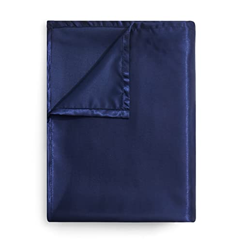 Navy Blue Flat Sheet 1 Single Piece Satin Alaskan King 132x120 Flat Sheets Only Hotel Quality Top Sheet for Bed WegaLinen