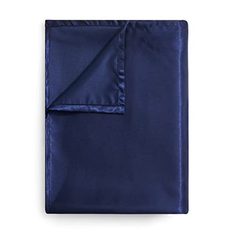 Navy Blue Flat Sheet 1 Single Piece Satin Alaskan King 132x120 Flat Sheets Only Hotel Quality Top Sheet for Bed WegaLinen