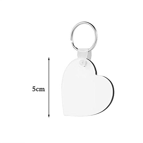 alblinsy hefei 10pcs DIY Sublimation Double-Sided Heat Transfer Keychain Blanks Wooden Hard Board Key Rings White Blank MDF Key Chain for Heat Press(Heart-shaped) alblinsy hefei