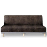 molasofa Leather Like Stretch Futon Slipcover Armless Futon Bed Sofa Cover Furniture Protector with Elastic Bottom, Soft and Washable Futon Cover for Sofa Bed Stay in Place（Larger，Dark Brown） molasofa