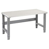 Global Industrial Adjustable Height Workbench C-Channel Leg, 60" W x 36" D, 1-5/8" Plastic Laminate Square Edge, Gray Global Industrial
