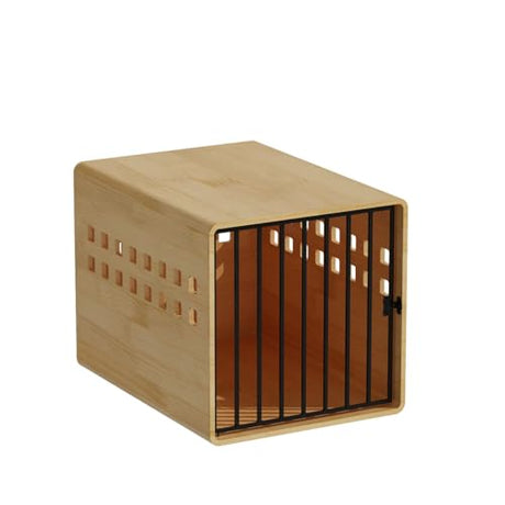 Timechee Wooden Furniture Dog Crate for Medium & Small, Solid Wood Puppy Crates for Small Indoor, Decorative Dog Kennel Indoor with Door, Pet House End Table for Bedroom, Living Room, Natural Timechee