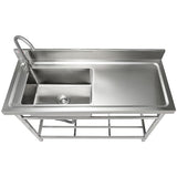 VEVOR Stainless Steel Utility Sink, Free Standing Single Bowl Commercial Kitchen Sink Set w/Workbench, 47 x 19.7 x 37.4 in Commercial Single Bowl Sinks for Garage, Restaurant, Laundry, NSF Certified VEVOR