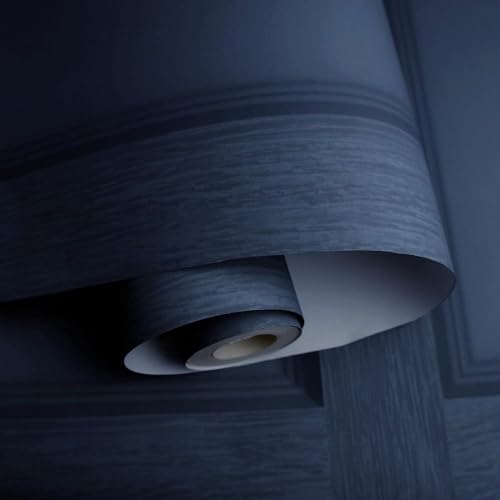 Holden Decor Modern Wood Panel 3D Effect Wooden Panelling Wallpaper Feature Wall 10m Roll [Navy Blue 12980],Wood,Navy Blue Holden Decor