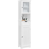 Yaheetech 67" Tall White Bathroom Storage Cabinet with Glass Door and Adjustable Shelves Yaheetech