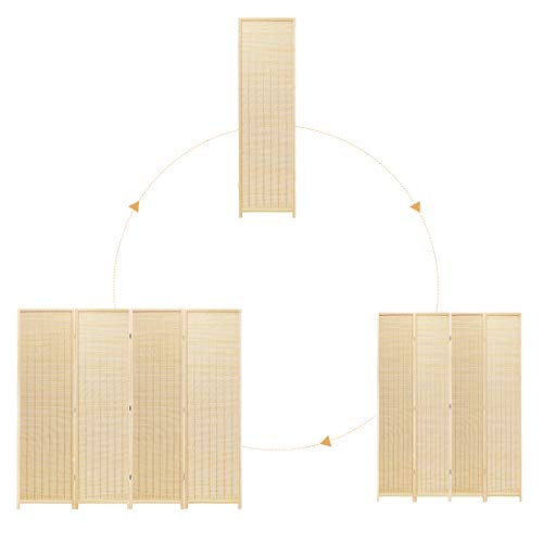 Corelax Room Divider Privacy Screen with Natural Bamboo,4-Panel 5-Panel 6-Panel Folding Privacy Screens,Freestanding Room Divider Corelax