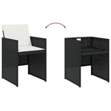 vidaXL Patio Dining Set - 11 Piece Outdoor Garden Furniture - Black Poly Rattan w/Cushions & Acacia Wood Table - Foldable Storage vidaXL