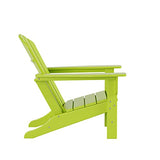 WestinTrends Dylan Adirondack Chair, All Weather Resistant Poly Lumber Outdoor Patio Chairs, Seashell Slat Curved Back, Widen Seat Armrest, Color Stay, Imitation Wood Texture, Lime Green WestinTrends