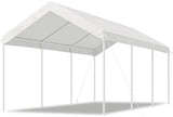 Aoxun 10x20 FT Carport Heavy Duty Car Canopy with Tarp & Wind Resistance Portable Garage Car Tent Outdoor Car Port with Tear Resistant Canopy, No Sidewall - Milky White Aoxun