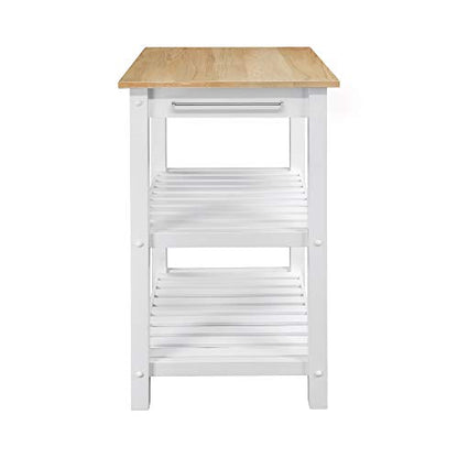 Casual Home Sunrise (Small) with Solid Harvest Hardwood Top Kitchen Island, 22.75"W, Natural&White - WoodArtSupply