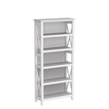 Bush Furniture Key West 5-Shelf Tall Bookcase Set in Pure White Oak for Elegant Storage Solutions Bush Business Furniture