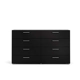 Tvilum, 8 Drawer Double Dresser, Bedroom, Modern Silver Drawer Handles, Contemporary, Black Tvilum