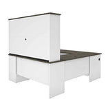 Bestar Norma 71W U or L-Shaped Executive Desk with Hutch in Walnut Grey & White Bestar