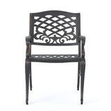 Modern Traditional Armchair, Dining Chair with Floral Decoration and Curved Legs, Outdoor Dining Chair with Lattice Design, Stylish Design, Perfect for The Garden, Backyard and Patio WoodArtSupply