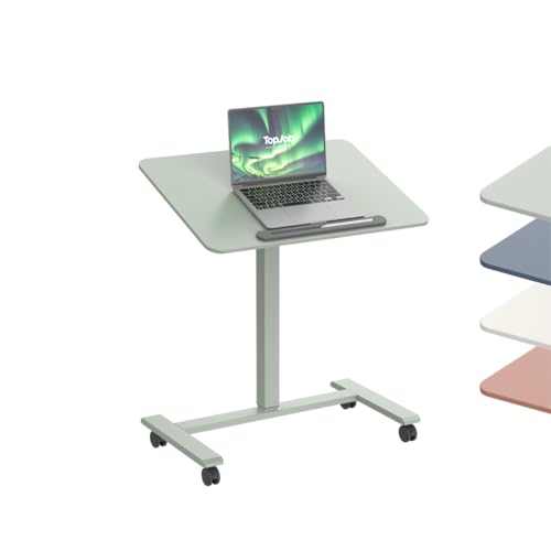 TopJob ANYDESK FOLD Mobile Standing Desk, Portable with Lockable Wheels, Foldable Stand Desk, Rolling Computer Workstations, Used for Home, Couch Side Table, Bedside Table in Bed Room Kitchen TopJob