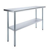 AmGood Stainless Steel Work Table with Undershelf | Food Prep NSF | Utility Work Station | (60" Length X 18" Width) AmGood