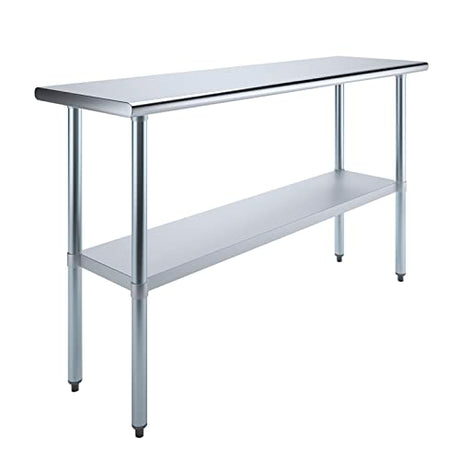 AmGood Stainless Steel Work Table with Undershelf | Food Prep NSF | Utility Work Station | (60" Length X 18" Width) AmGood