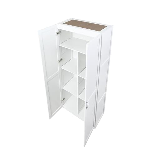 Manhtattan Comfort Hopkins Modern Freestanding Storage Closet with 7 Spacious Shelves and Soft Close Doors, Multipurpose Wardrobe Cabinet for Bedroom, 72" High, Large, White