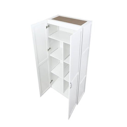 Manhtattan Comfort Hopkins Modern Freestanding Storage Closet with 7 Spacious Shelves and Soft Close Doors, Multipurpose Wardrobe Cabinet for Bedroom, 72" High, Large, White