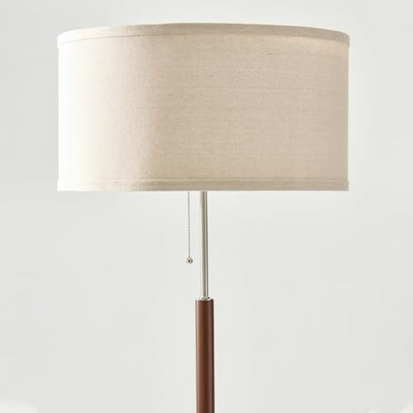 Brightech Carter LED Floor Lamp, Drum Shade Tall Lamp with Walnut Wood Finish, Great Living Room Décor, Mid-Century Lamp for Living Rooms & Offices, Mid Century Modern Lamp for Bedroom Brightech