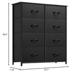 DWVO Fabric Dresser for Bedroom, Tall Storage Dresser with 8 Drawers, Black Dresser & Chest of Drawers, Storage Drawer Organizer for Closet, Bedroom, Living Room DWVO