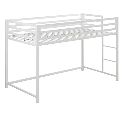 DHP Miles White Metal Junior Twin Loft Bed for Kids - WoodArtSupply