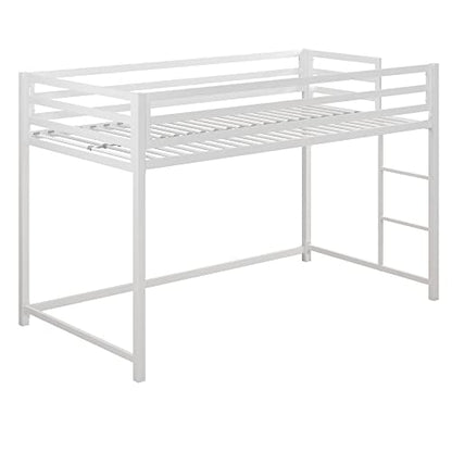 DHP Miles White Metal Junior Twin Loft Bed for Kids - WoodArtSupply