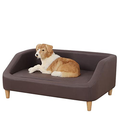 Dog Bed/Pet Sofa Bed Technology Cloth Medium-Large Pet Sleeping Couch High Wood Leg Animal Bed Sofa (Brown)