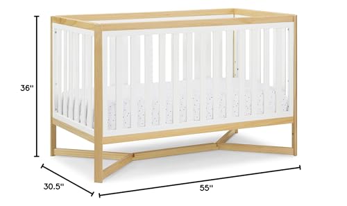 Delta Children Tribeca 4-in-1 Baby Convertible Crib, Bianca White/Natural - WoodArtSupply