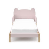 Storkcraft Teddy Bear Toddler Bed (Blush with Driftwood) - GREENGUARD Gold Certified, Includes Toddler Safety Guardrails, Fits Standard Crib & Toddler Mattress, Stylish 2-Tone Design Storkcraft