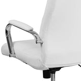 Flash Furniture Whitney High-Back Swivel LeatherSoft Desk Chair with Padded Seat and Armrests, Adjustable Height Padded Office Chair, White/Chrome Flash Furniture