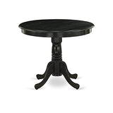East West Furniture ANVA5-BLK-C 5 Piece Dining Room Furniture Set Includes a Round Dining Table with Pedestal and 4 Linen Fabric Upholstered Chairs, 36x36 Inch, Black East West Furniture