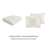 Intelligent Design Malea Shaggy Duvet with Quilted Box Design, Long Faux Fur Comforter Cover Cozy Bedding Set, Matching Shams, (Insert Not Included) Full/Queen, Ivory 3 Piece, 90x90 Intelligent Design