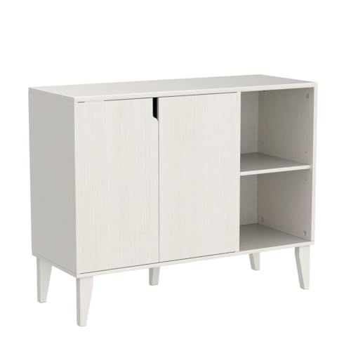 Panana Kitchen Buffet Cabinet Storage Sideboard with 2 Doors 2 Shelves, White, 41.8" L x 15" W x 32.5" H - WoodArtSupply