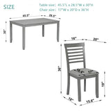 Trygoal 5-Piecern Dining Table Set, Kitchen Set with One Rectangular Table and 4 Upholstered Chairs, Living Room Chairs with Ladder Backrest and Comfortable Seat Cushion, Wooden Dining Furniture, Gary Trygoal