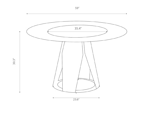 Runboll 59'' Modern Round Dining Table with Lazy Susan, Sintered Stone Dinner Table with 35.4" Round Turntable for Dining Room(Not Included Chairs) Runboll