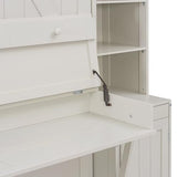 Brabrety Queen Size Murphy Bed with Desk & Storage, Space-Saving Wood Wall Bed with Drawers,for Apartments Bedroom Home Office Studio (White#B, Queen) Brabrety